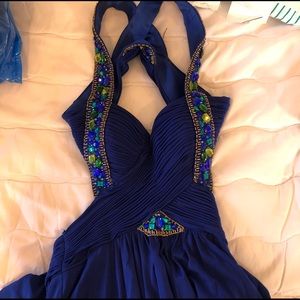 Royal blue gown size 4, worn once to prom, jeweled